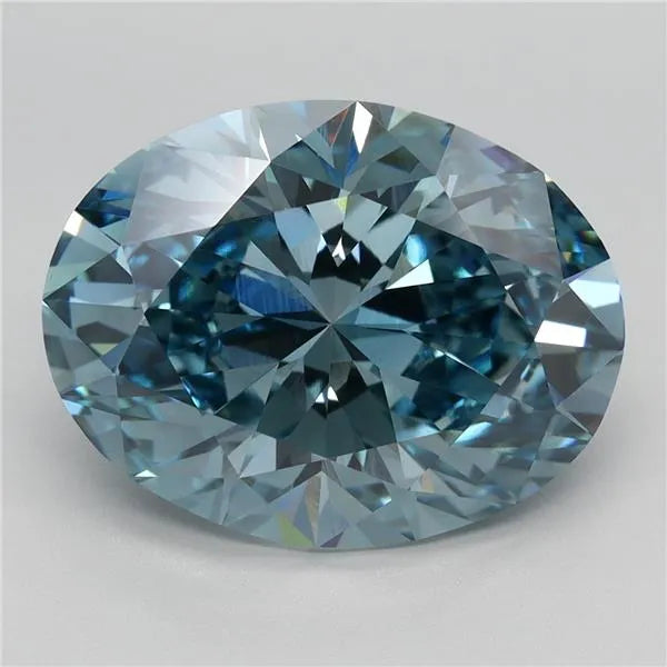 5.44ct Oval Lab Grown Diamond (Colour Fancy Vivid Blue, Clarity VS1, IGI Certified)