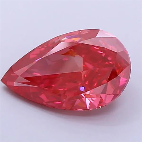 5.93ct Pear Lab Grown Diamond (Colour Fancy Vivid Red, Clarity VS2, IGI Certified)