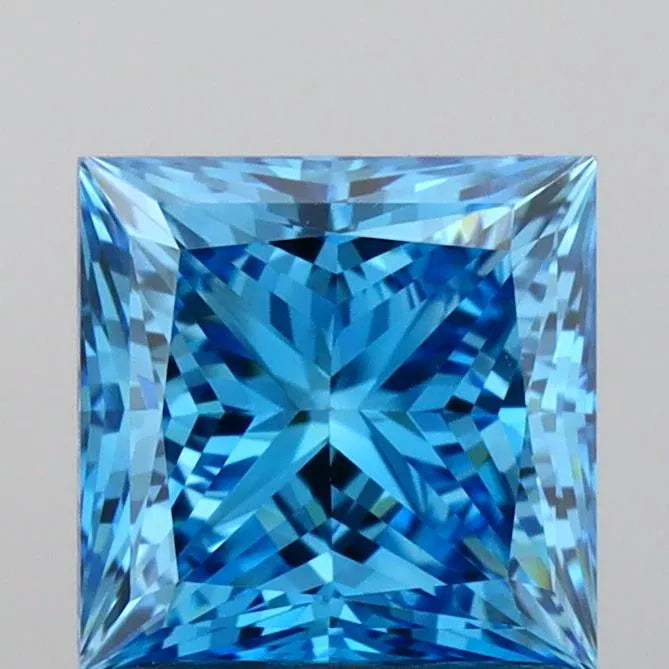 1.37ct Princess Lab Grown Diamond (Colour Fancy Vivid Blue, Clarity VVS2, IGI Certified)