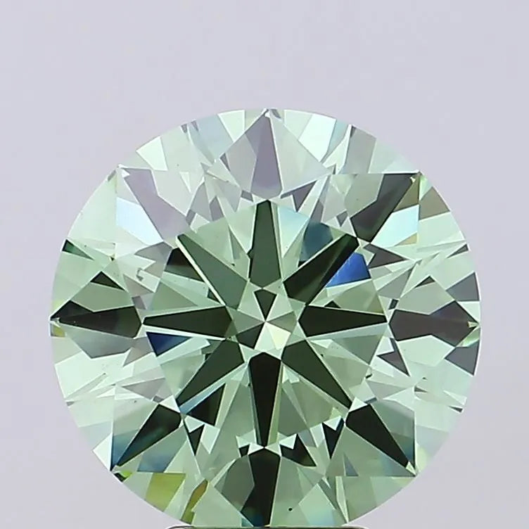6.00ct Round Lab Grown Diamond (Colour Fancy Vivid Green, Clarity VS1, Cut EX, IGI Certified)