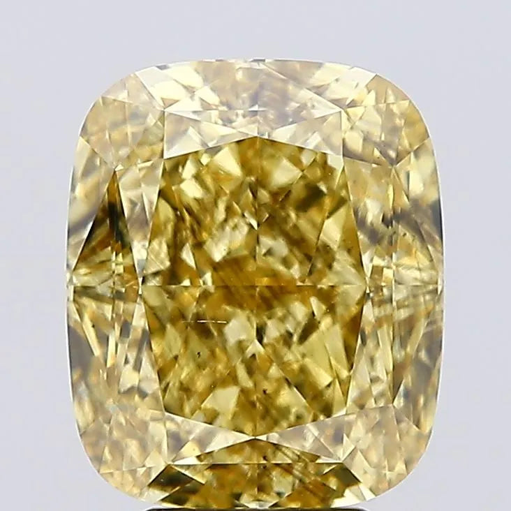 6.03ct Cushion modified Lab Grown Diamond (Colour Fancy Vivid Gray Yellow, Clarity SI2, IGI Certified)