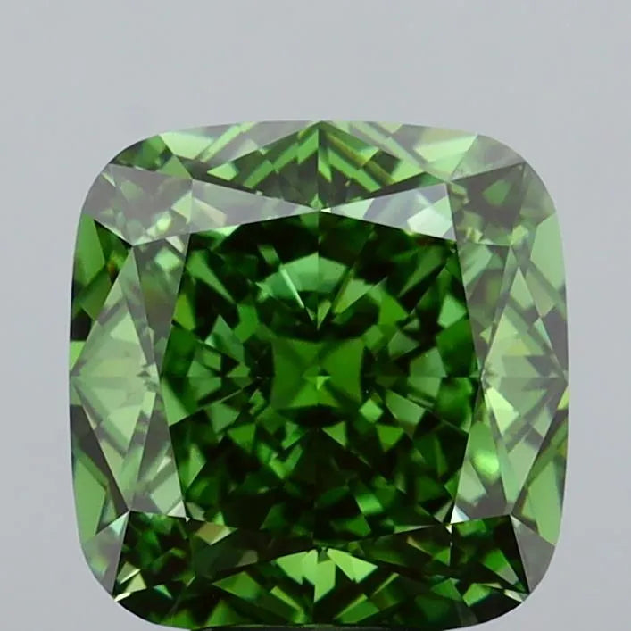 6.03ct Cushion modified Lab Grown Diamond (Colour Fancy Vivid Green, Clarity VVS2, IGI Certified)