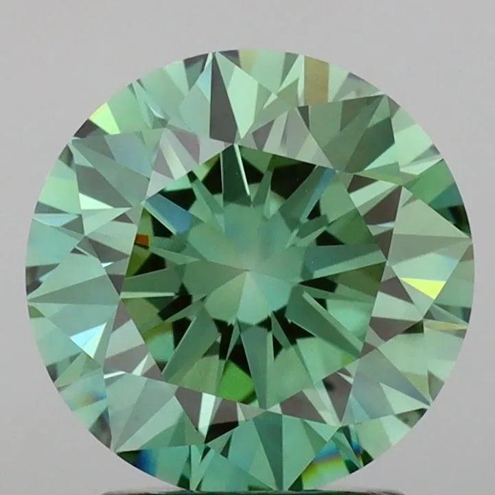 2.92ct Round Lab Grown Diamond (Colour Fancy Vivid Green, Clarity VVS2, Cut EX, IGI Certified)