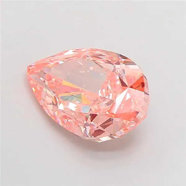 7.01ct Pear Lab Grown Diamond (Colour Fancy Vivid Orangey Pink, Clarity VVS2, IGI Certified)