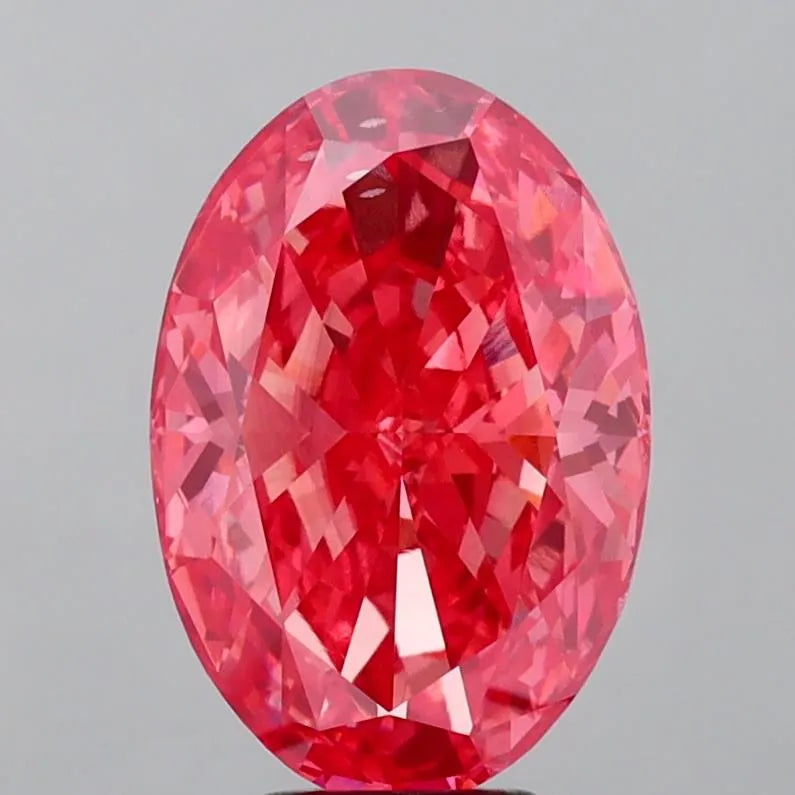 7.02ct Oval Lab Grown Diamond (Colour Fancy Vivid Pink, Clarity VS2, IGI Certified)