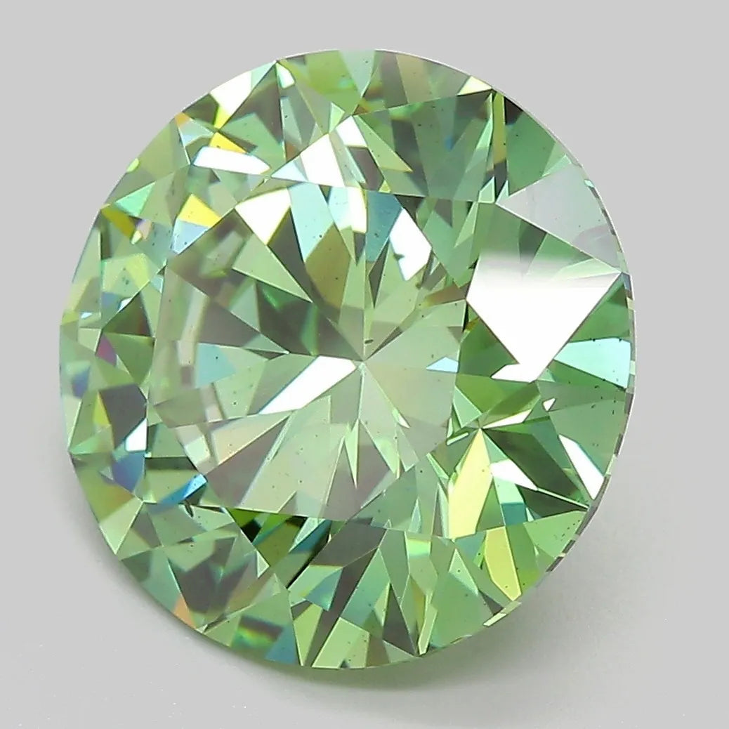 7.07ct Round Lab Grown Diamond (Colour Fancy Vivid Green, Clarity VS2, Cut ID, IGI Certified)