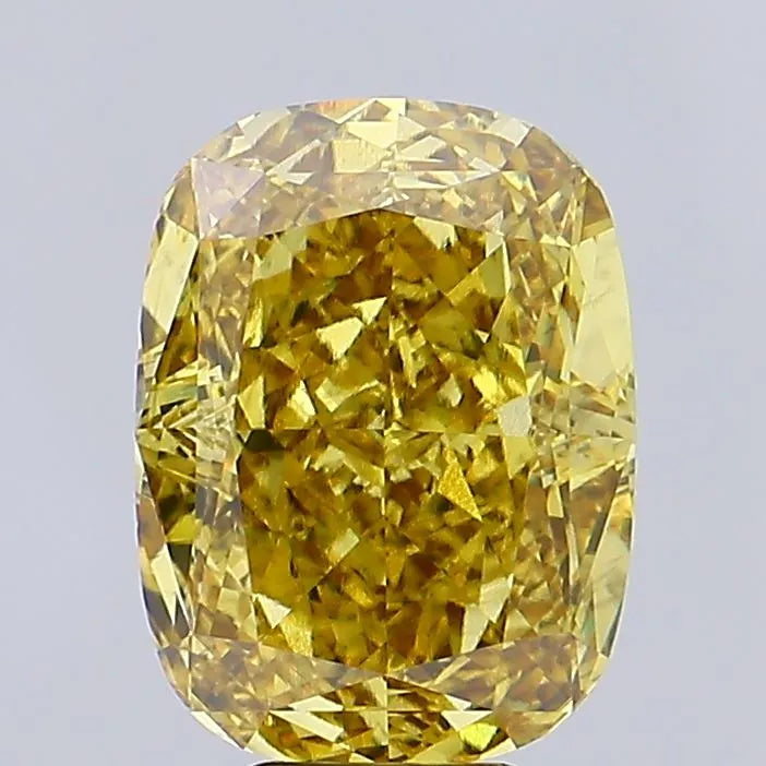 8.16ct Cushion modified Lab Grown Diamond (Colour Fancy Vivid Brownish Yellow, Clarity SI1, IGI Certified)