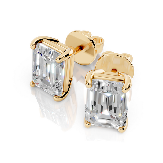 Emerald Cut 4-Prong Lab Grown Diamond Stud Earrings