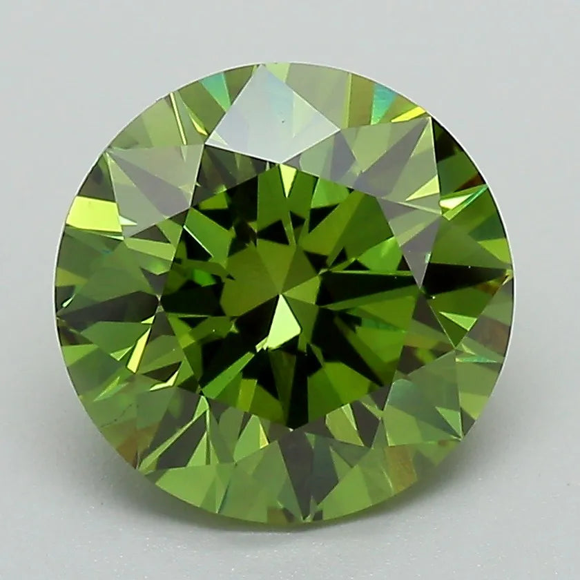 3.10ct Round Lab Grown Diamond (Colour Fancy Vivid Green, Clarity VS1, Cut ID, IGI Certified)