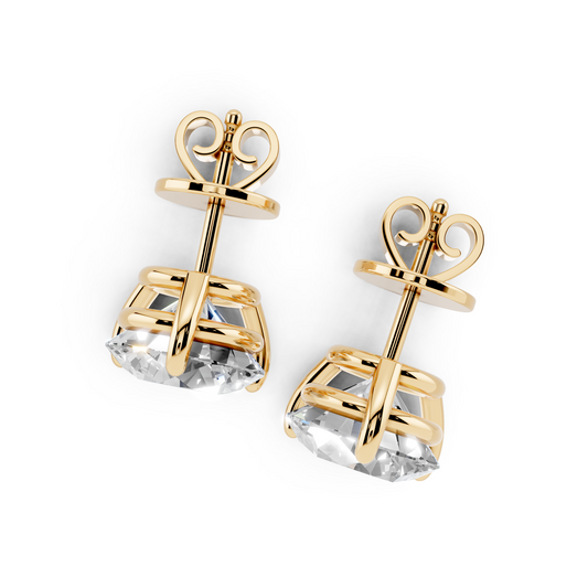 Round Cut 3-Prong Basket Lab Grown Diamond Stud Earrings