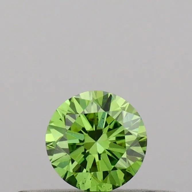 0.21ct Round Lab Grown Diamond (Colour Fancy Vivid Green, Clarity VS2, Cut EX, IGI Certified)