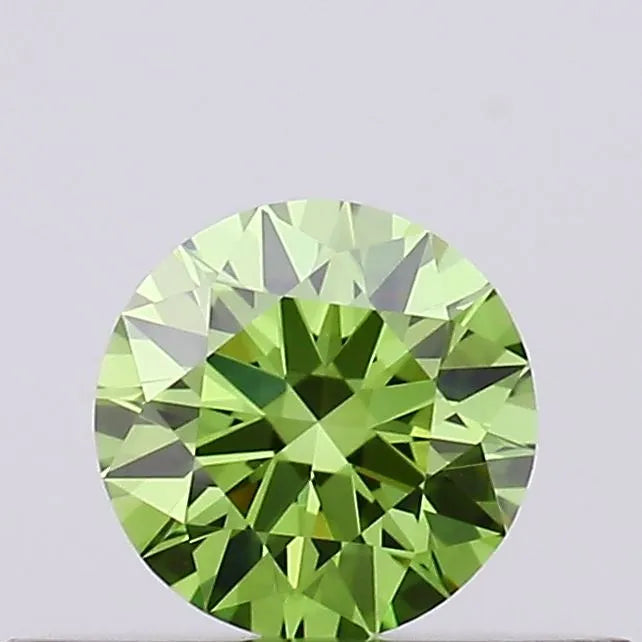0.21ct Round Lab Grown Diamond (Colour Fancy Vivid Green, Clarity VVS2, Cut ID, IGI Certified)