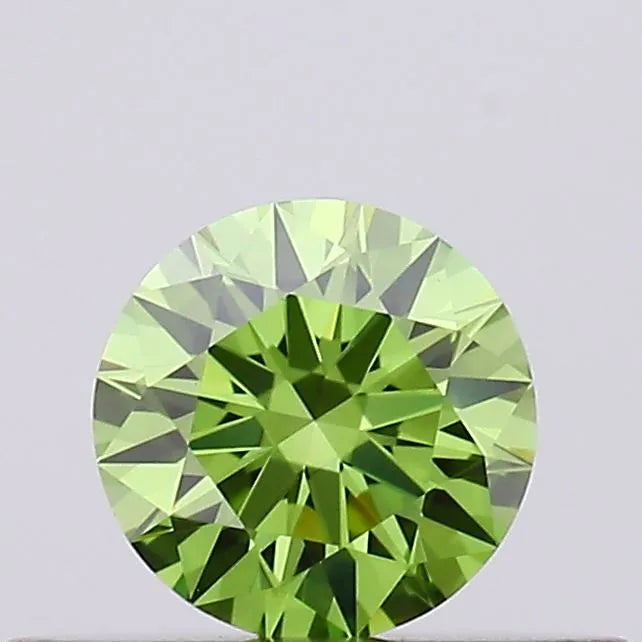 0.21ct Round Lab Grown Diamond (Colour Fancy Vivid Green, Clarity VVS2, Cut ID, IGI Certified)