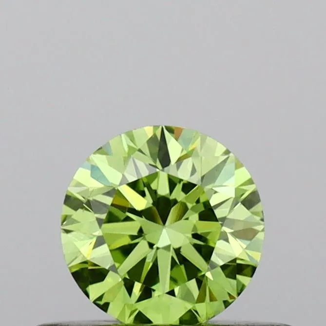 0.35ct Round Lab Grown Diamond (Colour Fancy Vivid Green, Clarity VS2, Cut ID, IGI Certified)