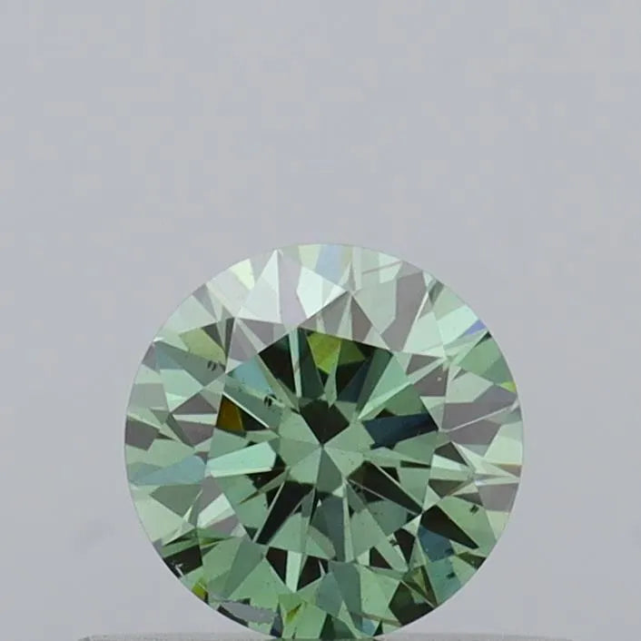 0.38ct Round Lab Grown Diamond (Colour Fancy Vivid Green, Clarity SI1, Cut ID, IGI Certified)