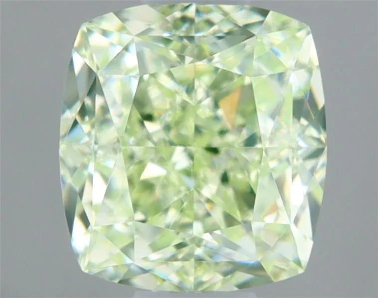 0.51ct Cushion brilliant Natural Diamond (Colour Fancy Light Yellowish Green, Clarity VVS2, GIA Certified)
