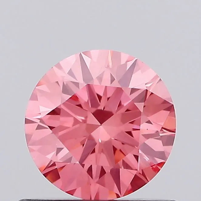 0.51ct Round Lab Grown Diamond (Colour Fancy Vivid Orangey Pink, Clarity SI1, Cut ID, IGI Certified)