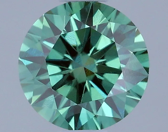 0.52ct Round Lab Grown Diamond (Colour Fancy Vivid Green, Clarity VVS2, Cut EX, IGI Certified)