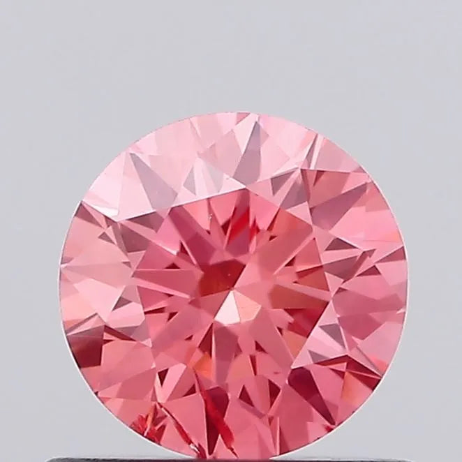 0.52ct Round Lab Grown Diamond (Colour Fancy Vivid Orangey Pink, Clarity SI2, Cut ID, IGI Certified)
