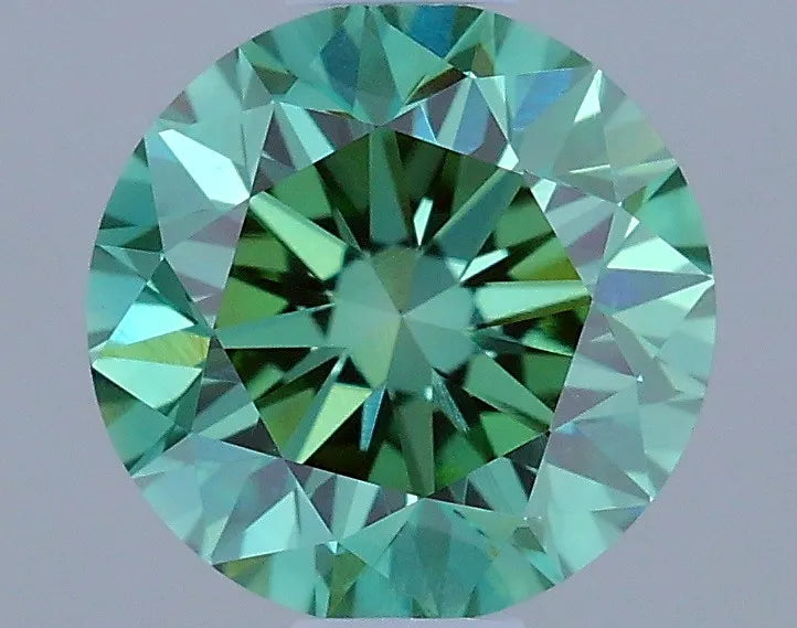 0.53ct Round Lab Grown Diamond (Colour Fancy Vivid Green, Clarity VS1, Cut VG, IGI Certified)
