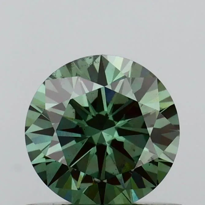 0.56ct Round Lab Grown Diamond (Colour Fancy Vivid Green, Clarity VS2, Cut EX, IGI Certified)