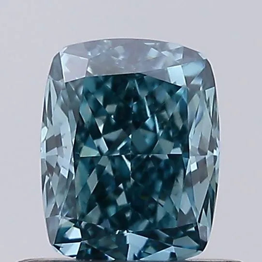 0.57ct Cushion modified Lab Grown Diamond (Colour Fancy Vivid Greenish Blue, Clarity VS1, IGI Certified)
