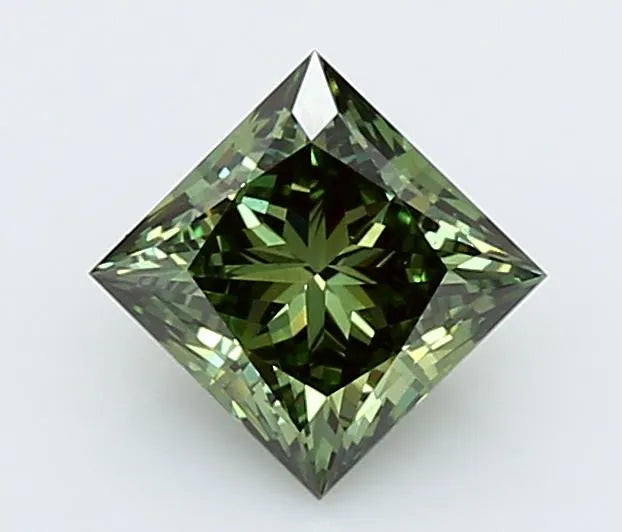 0.64ct Princess Lab Grown Diamond (Colour Fancy Deep Green, Clarity VS2, IGI Certified)