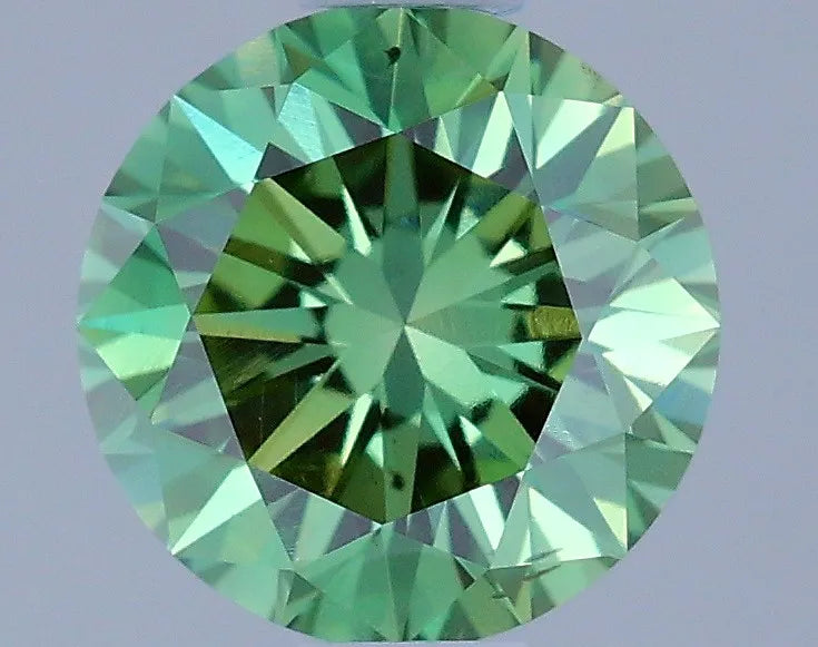 0.64ct Round Lab Grown Diamond (Colour Fancy Vivid Green, Clarity VS2, Cut EX, IGI Certified)