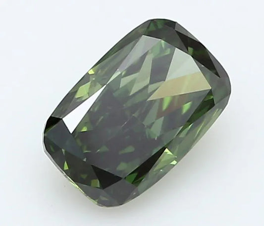 0.66ct Cushion brilliant Lab Grown Diamond (Colour Fancy Deep Green, Clarity VVS2, IGI Certified)
