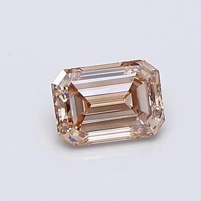 0.66ct Emerald Lab Grown Diamond (Colour Fancy Light Pinkish Brown, Clarity VVS2, IGI Certified)