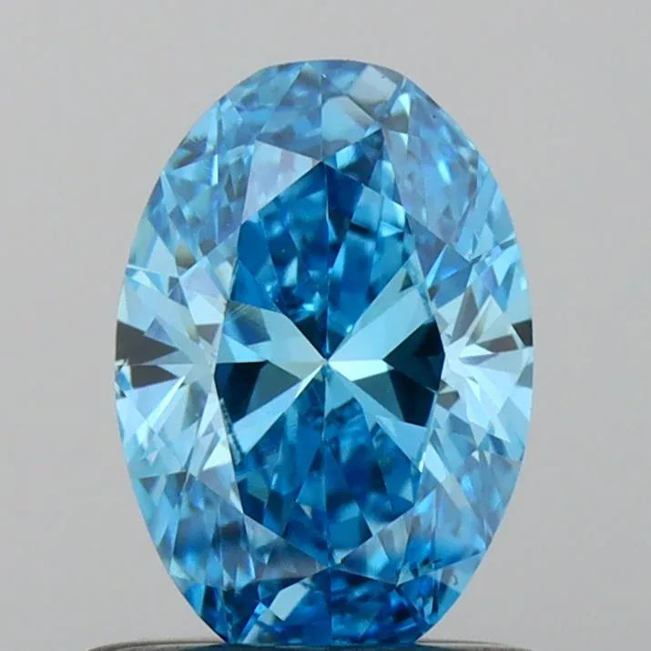 0.67ct Oval Lab Grown Diamond (Colour Fancy Vivid Blue, Clarity VS2, IGI Certified)