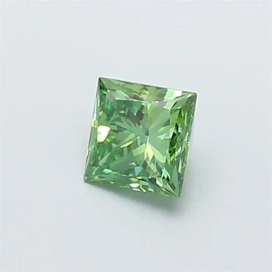 0.70ct Princess Lab Grown Diamond (Colour Fancy Vivid Green, Clarity SI2, IGI Certified)