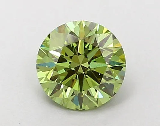 0.70ct Round Lab Grown Diamond (Colour Fancy Vivid Green, Clarity SI1, Cut EX, IGI Certified)