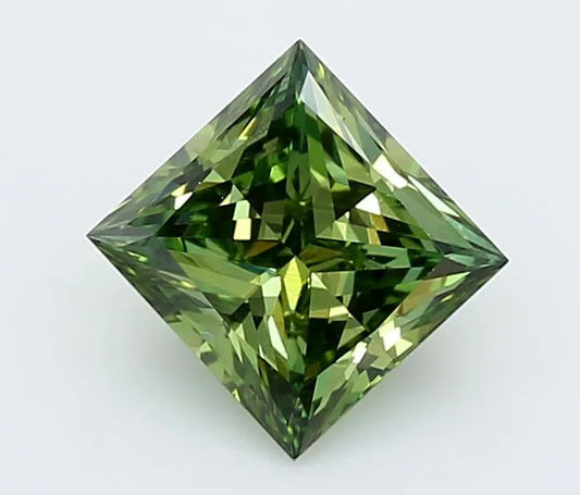 0.71ct Princess Lab Grown Diamond (Colour Fancy Vivid Green, Clarity VS1, IGI Certified)