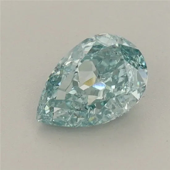 0.73ct Pear Lab Grown Diamond (Colour Fancy Vivid Blueish Green, Clarity VVS2, IGI Certified)