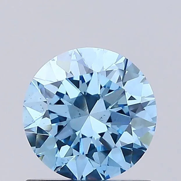 0.74ct Round Lab Grown Diamond (Colour Fancy Vivid Blue, Clarity VS2, Cut EX, IGI Certified)