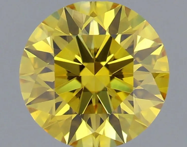 0.74ct Round Lab Grown Diamond (Colour Fancy Vivid Yellow, Clarity VVS2, Cut ID, IGI Certified)