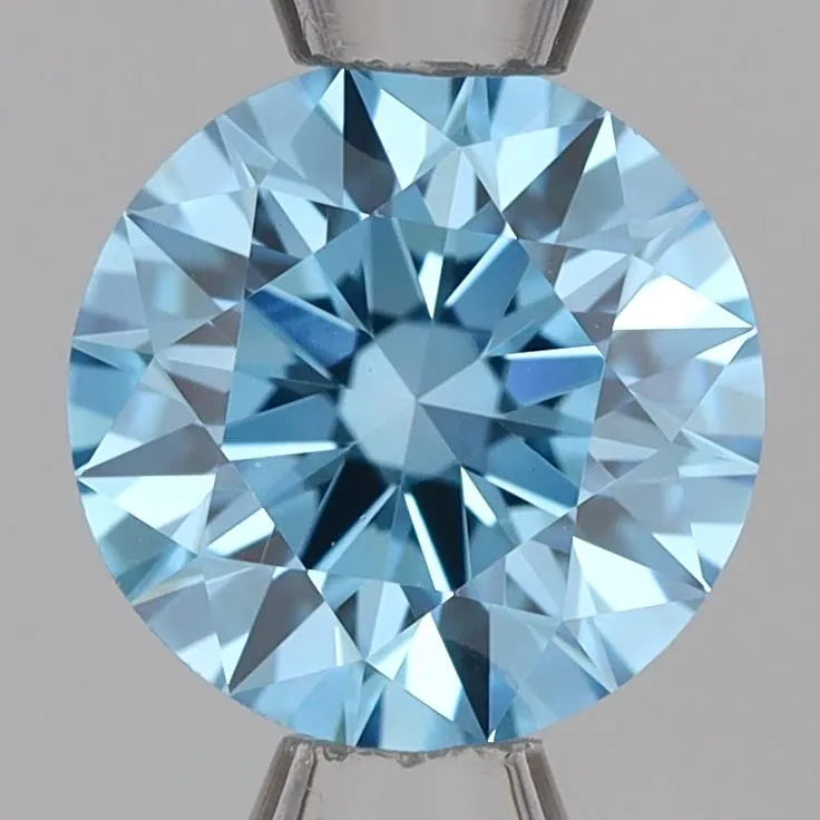 0.75ct Round Lab Grown Diamond (Colour Fancy Vivid Blue, Clarity VVS2, Cut EX, IGI Certified)
