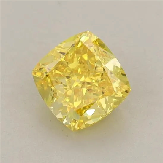 0.77ct Cushion modified Lab Grown Diamond (Colour Fancy Vivid Yellow, Clarity VVS2, IGI Certified)