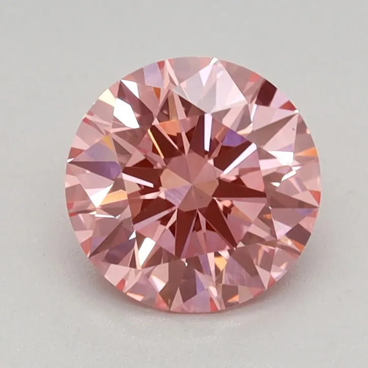 0.77ct Round Lab Grown Diamond (Colour Fancy Vivid Pink, Clarity VS1, Cut ID, IGI Certified)