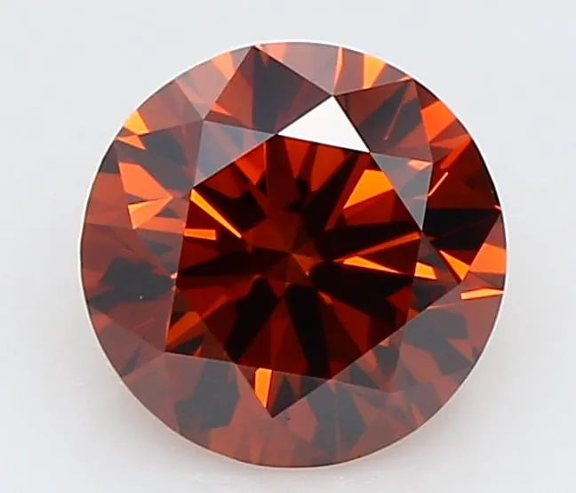 0.79ct Round Lab Grown Diamond (Colour Fancy Deep Orange, Clarity VVS1, Cut EX, IGI Certified)
