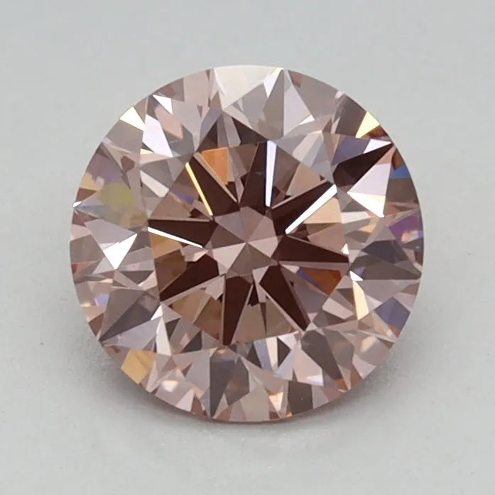 0.80ct Round Lab Grown Diamond (Colour Fancy Intense Brownish Pink, Clarity VVS2, Cut EX, IGI Certified)