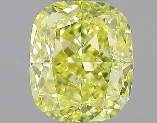 0.81ct Cushion modified Natural Diamond (Colour Fancy Intense Yellow, Clarity VS2, Cut GD, GIA Certified)