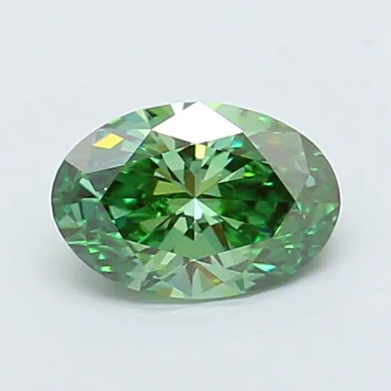 0.82ct Oval Lab Grown Diamond (Colour Fancy Vivid Green, Clarity VVS2, IGI Certified)