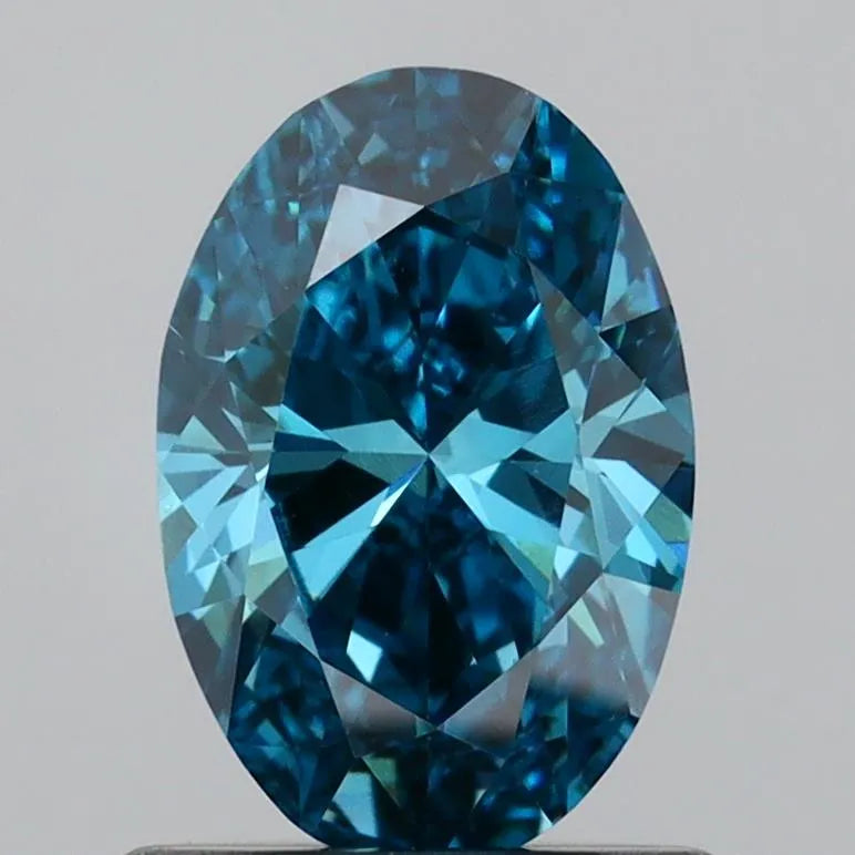 0.84ct Oval Lab Grown Diamond (Colour Fancy Vivid Blue, Clarity VS1, IGI Certified)