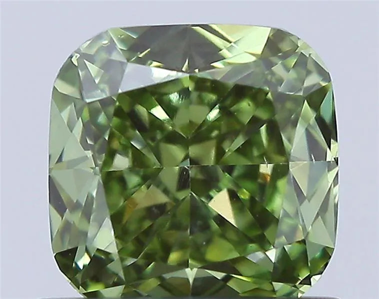 0.88ct Cushion brilliant Lab Grown Diamond (Colour Fancy Vivid Green, Clarity VS1, IGI Certified)