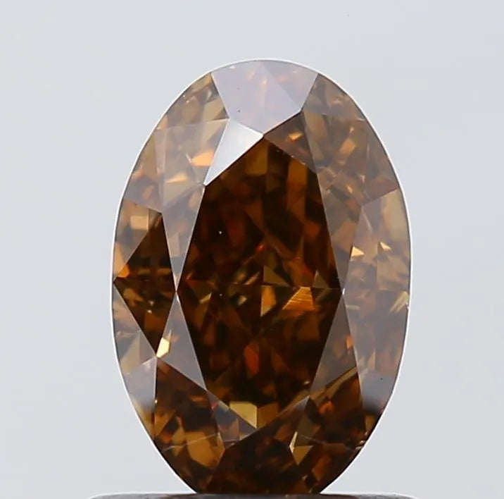0.90ct Oval Natural Diamond (Colour Fancy Dark Orangey Brown, Clarity SI1, GIA Certified)