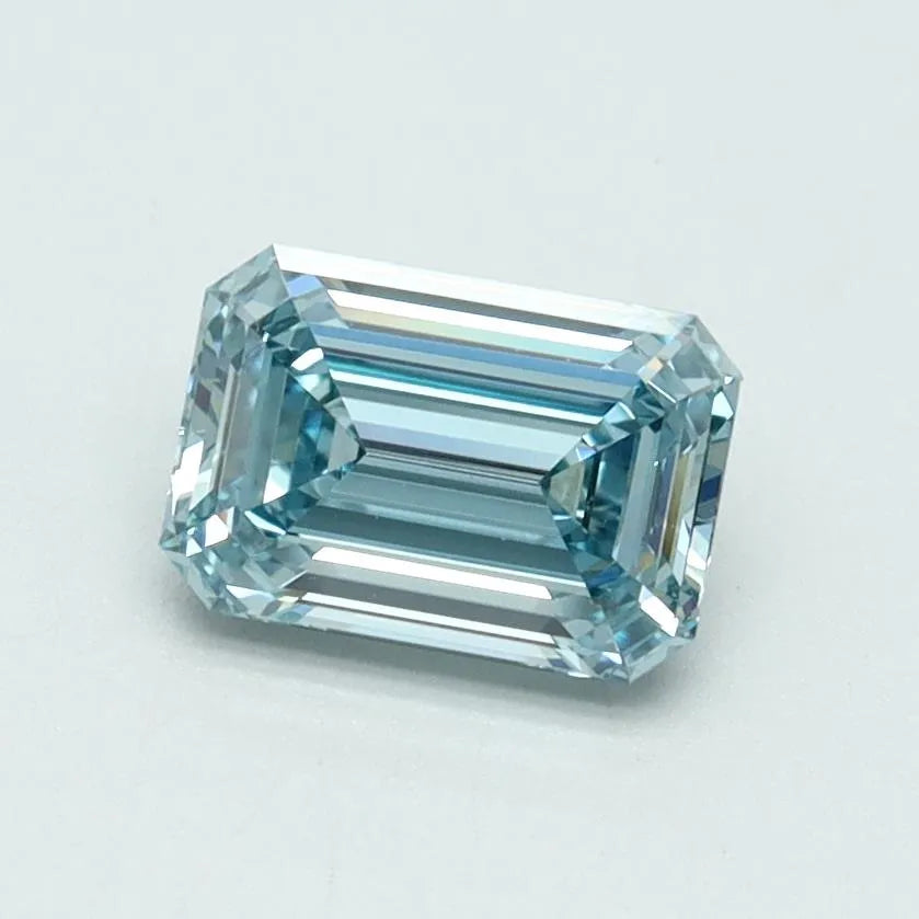 0.91ct Emerald Lab Grown Diamond (Colour Fancy Intense Greenish Blue, Clarity VVS2, IGI Certified)