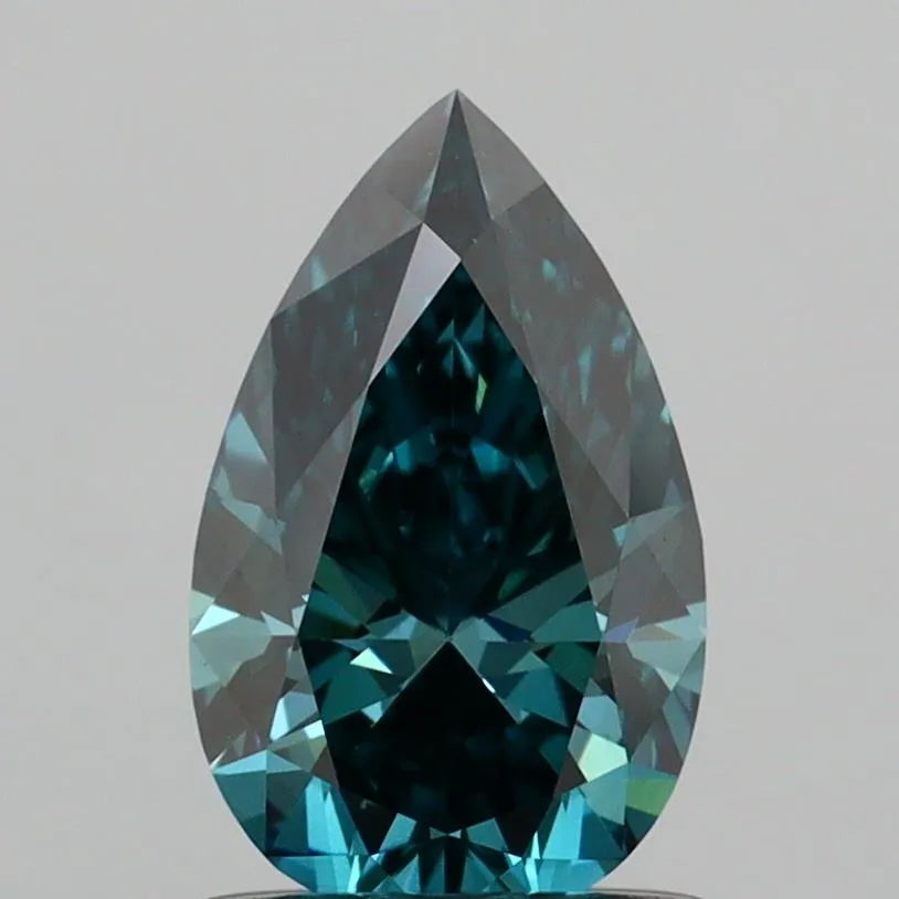 0.91ct Pear Lab Grown Diamond (Colour Fancy Vivid Greenish Blue, Clarity VS1, IGI Certified)