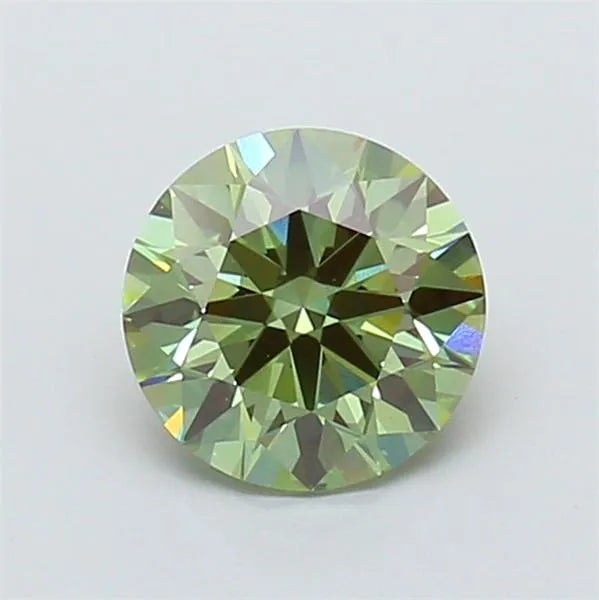 0.91ct Round Lab Grown Diamond (Colour Fancy Vivid Green, Clarity VS1, Cut ID, IGI Certified)
